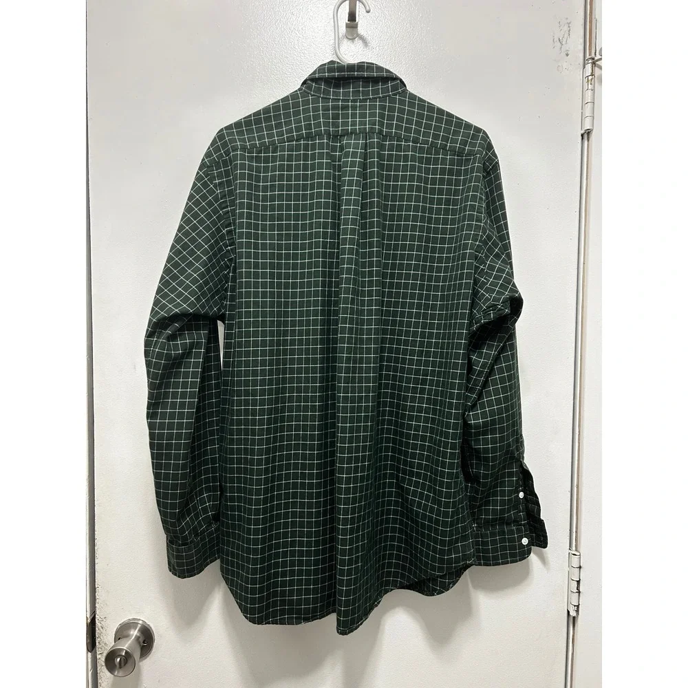 Polo Ralph Lauren Shirt Mens XL Green White Grid Check Button Down Long Sleeve